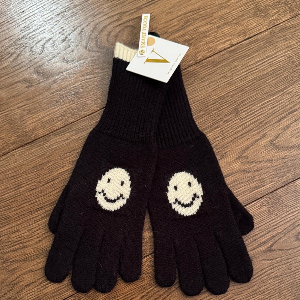 Black Gloves with Smiley Face Design